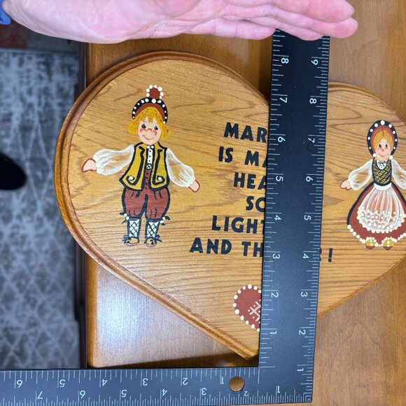 Vintage Wood Sign for Wall Hanging Anniversary Folk Art Couple Sign - Picture 14 of 15